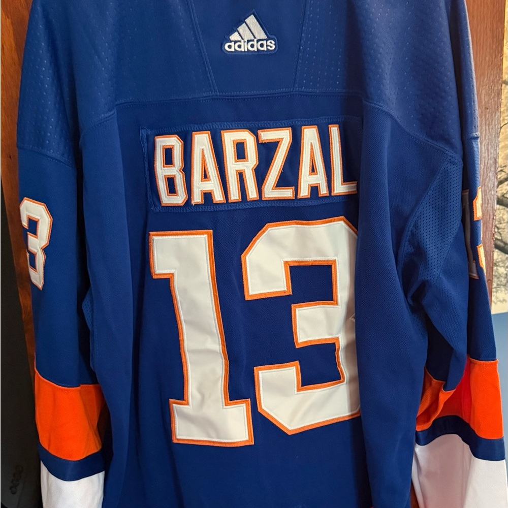 Adidas Blue and Orange Hockey Jersey Matthew Barzal